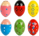 SallyFashion 6 PCS 유아용 나무 셰이커 달걀, 계란 Maracas Percussion Shakers Musical Instruments for Party Favors Goodie Bag Stuffers 교실 상