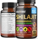 Shilajit 캡슐 유기 추출물 혼합 남자 & 여자를 위한 60의 캡슐 - Shilajit 보충교재 9000mg Ashwagandha, Immune 지원 보충교재 2000mg Rhodiola 보충교재, Ginko Ginkgo Biloba