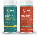 Iwi Omega-3 Essential & Vegikrill Omega-3 번들, 30 서빙, Vegan Plant-Based Algae Omega 3, Krill & Fish Oil Alternative, 아니 Fishy Aftertaste