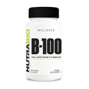 NutraBio B-100, B 비타민 복합체, 면역 체계 지원, 건강한 머리, 피부, 못, 90 식물성 캡슐