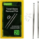 Airgoesin 2pcs Tonsil 돌 제거 10 연약한 실리콘 모자를 가진 Tonsillolith 우수한 공구 스테인리스 구두 세탁기술자를 후비십시오