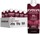 Evolve 식물에 근거한 단백질 Shake, 베리 Medley, 20g Vegan 단백질, 면역 지원, 비타민 C & 아연, 낙농장 자유로운, 인공 감미료 없음, 비 GMO, 10g 섬유, 11oz, (12 팩) (구리 5월)