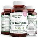 Niacin, Folate, Thiamin, Biotin, 지원 Nervous 체계 건강을 가진 자연적인 Nutra 비타민 B Complex는, Metabolism, 피부, 눈 및 머리 건강, 전체적인 음식 보충교재, 120 채식주의자 캡슐을 승진시킵니다