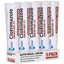 (5 팩) 글로브 Clotrimazole 항진균성 크림 1 % (1 온스) 곰팡이 감염과 관련된 가려움, 연소, 균열 및 스케일링을 완화 | Name Brand Active Ingredients와 비교