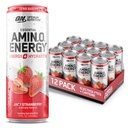최적 영양 아미노산 에너지 Sparkling Hydration 음료, Electrolytes, 카페인, 아미노산, BCAAs, 설탕 무료, 수분이 많은 딸기, 12 Fl Oz, 12 팩 (패키지 May Vary)