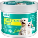 Dog Eye Wipes, Dogs & Cats 용 Gentle Eye Wipes, Pet Eye Cleaner Wash는 방전, 녹스, Debris 및 덩크 (100, 비 향기)를 제거합니다.