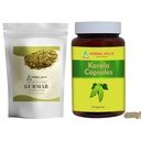 HERBAL HILLS Gurmar 차 분말과 2개의 결합의 Karela 캡슐 팩