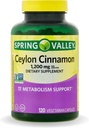 Spring Valley Ceylon Cinnamon 캡슐 1200 mg 캡슐, 지원 대사 * 120 조사 | 비 GMO & 글루텐 자유로운 알약 (1의 포장)