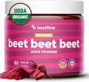 Beet Beet Beet Premium Nitric Oxide Booster & Pre Workout Superfood - 순환, 심장 건강 및 체력 지원 - 미국 Grown Beet Root Powder, USDA Organic (60 서빙)