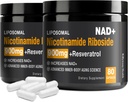 NAD 보충 - 니코틴 아미드 Riboside (NR) 및 Resveratrol Quercetin 900mg 셀룰러 수리를위한 순수 유기 NAD 플러스 건강한 노화 뇌 기능 (2 팩)