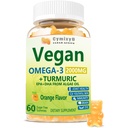 Vegan 오메가 3 & 심황 Gummies 2500mg의 조류 오메가 3 DHA 800mg&EPA 400mg, MSM와 함께, 비타민 D3, 뇌, 눈, 관절, 생선 기름 보충 대안, 설탕 무료