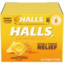HALLS 기침과 목구멍 구호 꿀 레몬 기침, 20 스틱의 9 (180 총 드롭)