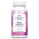 HERITAGE STORE 검정씨 기름 액체 캡슐 650mg, Thymoquinone를 가진 Nigella Sativa 기름 보충교재, Omega 3 6 9, 산화 방지제, 콜레스테롤, 소화, 합동 & 면역성이 있는 Support*, Vegan, 45 봉사, 90ct