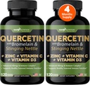 비타민 C와 아연을 가진 Gade 영양 Quercetin - 주전자 Quercetin 500mg - Bromelain를 가진 Quercetin - 아연 Quercetin + 비타민 D3-240 Veggie 모자 - 비 GMO - 4 달 공급