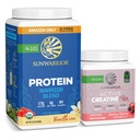 Sunwarrior WarriorBlend Vanilla Protein Powder 32 서빙 & 여성용 크레아틴 Berry Lemonade 50 서빙