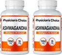 Physician 's CHOICE Ashwagandha 1950mg 유기 Ashwagandha 뿌리 분말 블랙퍼 추출물, 스트레스 지원, 무드 지원 보충교재, 90 Veggie Ashwagandha 캡슐 - 2 PCK