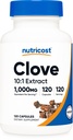 Nutricost Clove 10 : 1 추출물 1000mg Equivalent Per 서빙, 120 캡슐 - Vegan, GMO 무료, 글루텐 무료