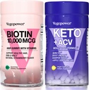 Biotin Hair Growth Vitamins + Premium Keto Pills | Ketosis, Boost Energy & Focus로 에너지에 대한 건강한 피부와 손톱을 지원하고 있습니다 | Non-GMO Vegan 보조제