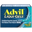 Advil Liqui-Gels Pain Reliever와 Fever Reducer, 두통, 허리 통증, 생리통 및 관절 통증 완화를위한 Ibuprofen 200mg 성인을위한 통증 의학 - 20 액체 채워진 캡슐