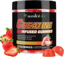 Creatine Monohydrate Gummies 남성 & 여성, Creatine Monohydrate, L-Taurine, 근육 성장을 위한 비타민 B12, 힘, 초점, 에너지 & 건강, 설탕 자유로운, Vegan, 딸기 풍미, 120 조사