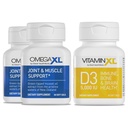 오메가XL 합동 지원 보충교재 - 자연적인 근육/ 면역 지원, 60 Softgels (2 팩) & VitaminXL D3 높은 힘 매일 비타민 D 5000 IU 125mcg 보충교재 (30 Softgels)