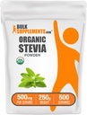 BulkSupplements.com 유기 스테비아 분말 - 순수한 감미료, 스테비아 잎에서 소스, 초본 보충 - Vegan & 글루텐 무료, 서빙 당 500mg, 250g (8.8 oz) (팩 1)