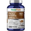 NusaPure Tribulus Terrestris 50 : 1 추출물, 50,000mg에 해당하는 1000mg|120 Veggie Cap | 95 %의 스테로이드 사포 인 | 비 GMO, Bioperine