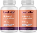 BESTVITE N-Acetyl L-Tyrosine 350mg (NALT) (240 캡슐) (120 x 2) - Stearates 없음 - 비 GMO - 글루텐 무료