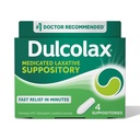 Dulcolax 자극제 Laxative Medicated 좌약, Predictable & 효과적인 변비 기복, Bisacodyl 10 mg, 4 조사