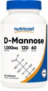 , 120 캡슐 - 캡슐 당 500mg, Urinary Tract 건강, 비 GMO 및 글루텐 자유로운 당 Nutricost D-Mannose 1000mg