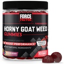 Force Factor Horny Goat Weed Gummies for Men, Natural Male Drive & Vitality Supplement with Ingredients for Superior Absorption, Delicious Passion Berry 풍미, 검정, 90 개