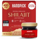 HANDPICK 400 mg 매우 집중된 순수한 Himalayan Shilajit 수지 | 75% Fulvic 산, 85+ 무기물 | Feel Masculinity, 높은 힘, 힘 & Stamina I 실험실은 순수성 I 50 gm (125 서빙)를 위해 시험했습니다