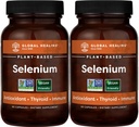 글로벌 치료 센터 셀레늄 200mcg 2-팩, 유기 성분, 남성 & 여성을위한 Thyroid & 면역 건강에 대한 산화 방지제 - 셀레늄 100 mcg (60 캡슐)보다 더 많은