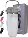 단백질 혼합을위한 셰이커 병 - 두 배 벽 스테인레스 스틸, 쉐이크, 스무디, 칵테일 - Leak-Proof, 26oz, 구리 절연 블렌더 컵, BPA-Free 믹싱 도구 필요 없음, (Arctic Pearl)