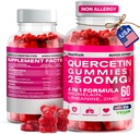 Quercetin Gummies - Bromelain L-theanine & 아연을 가진 2500MG Quercetin - 면역 체계 Lung와 알레르기 지원을 위한 순수한 보충교재 - 아이 & 성인을 위한 Immunity 승압기 Vegan 보충교재 - 미국에서 만드는