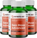 Infinite Age 3 Pack of 1250mg Sea Moss Advanced Superfood Capsules, 180 Count - High-Potency, Vegan, Made in the USA - 아일랜드 Seamoss, Bladderwrack, Burdock Root - 전체 건강, 면역력 지원
