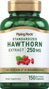 Piping Rock Hawthorn Berry Capsules | 250mg | 150 알약 | 허브 추출물 보충교재 | Non-GMO, 글루텐 무료