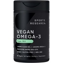 스포츠 연구 비건 오메가-3 생선 기름 대안 조류 오일 - Vegan DHA 및 EPA 지방산의 가장 높은 수준 | 비 GMO 테스트 및 비건 인증 - 60 Veggie Softgels (Carrageenan Free)