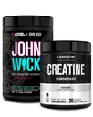 Jacked Factory X John Wick - Wick Mode Pre Workout Powder (바바 야가 블루 Raz, 40 서빙) & Creatine Monohydrate Powder (Unflavored, 30 서빙)