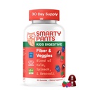 SmartyPants Kids Fiber & Veggies: 아이를 위한 Prebiotic 섬유 Gummies, Inulin를 가진 섬유 보충교재, 유기 녹색 Veggie 혼합, Vegan, 글루텐 자유로운, 혼합 Berry 풍미, 60 조사 (30 일 공급)