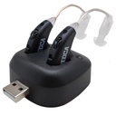 디지털 보청기 - USB 도크가있는 충전식 프리미엄 BTE 개인 사운드 앰프 쌍, 긴 Lasting 배터리 수명과 이어 보청기 장치 뒤에, 검정