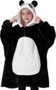 Giggling Getup Wearable Blanket Hoodie for Girls and Boys Sherpa Fleece Hooded Blanket 스웨터 따뜻한 코지 Sherpa Wearable Throw Oversize Hoodie with Giant Pocket & Sleeves for Kids Panda