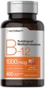 Horbaach Vitamin B12 1000 mcg 하위 언어 | 400 빠른 용해 정제 | 여성과 남성을위한 Methylcobalamin 보충 | 베리 맛 | Vegan, Non-GMO 및 글루텐 무료