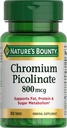 Nature's Bounty Chromium Picolinate는, 지방, 단백질 & 설탕 대사, 무기물 보충교재, 800 mcg, 50의 정제를 지원합니다
