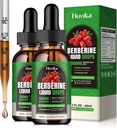 (2 팩) Berberine HCL 액체 드롭 - Ceylon Cinnamon, Chromium, Turmeric, Niacinamide와 1500 mg Berberine 보충 - Metabolism 및 면역 체계, Gut Health Vegan 지원