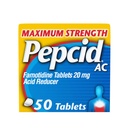 Pepcid AC 최대 힘 Heartburn 안전 정제, OTC 약은 산 Indigestion & Sour Stomach, 20mg Famotidine 산성 흡진기, 빠른 행동, 50 ct