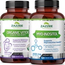 Zazzee Myo-Inositol 캡슐 및 USDA 유기 Vitex 캡슐, 비 GMO 및 올-자연