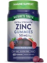 성인용 Nature's Truth Zinc Gummies | 50 mg | 60 Count | Vegan, Non-GMO & Gluten Free Extra Strength Supplement | 혼합 베리 맛