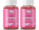 MB 1 Biotin Gummies-High Potency-Healthy Hair, 피부와 손톱 강화, 비타민 B7, (10000 Mcg) Non-GMO, Pectin Plant 기반, 어린이 및 성인, 딸기 천연 향 2 팩