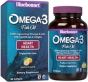 Bluebonnet 영양 오메가-3 심장 공식 자연적인 야생 잡힌 Triglyceride 모양 DHA 600 mg EPA 800 mg - 높게 집중된 심장 건강 지원 보충교재 - 글루텐 자유로운 - 60 Softgel